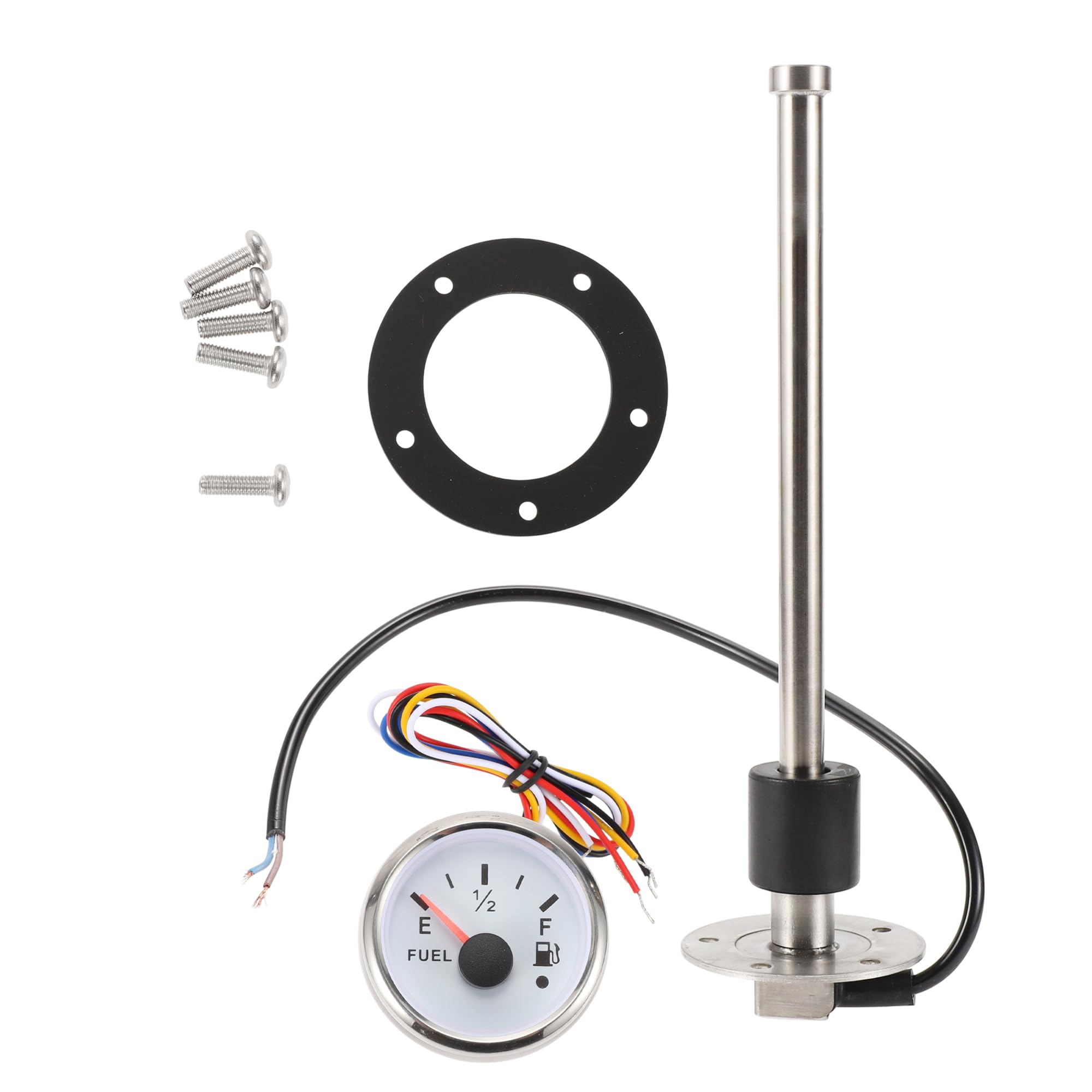 A ABSOPRO 250mm Fuel Sending Unit and Gauge Kit 9.9" Boat Fuel Tank Sending Unit Fuel Water Level Sensor and Fuel Gauge for Boat Car Truck RV