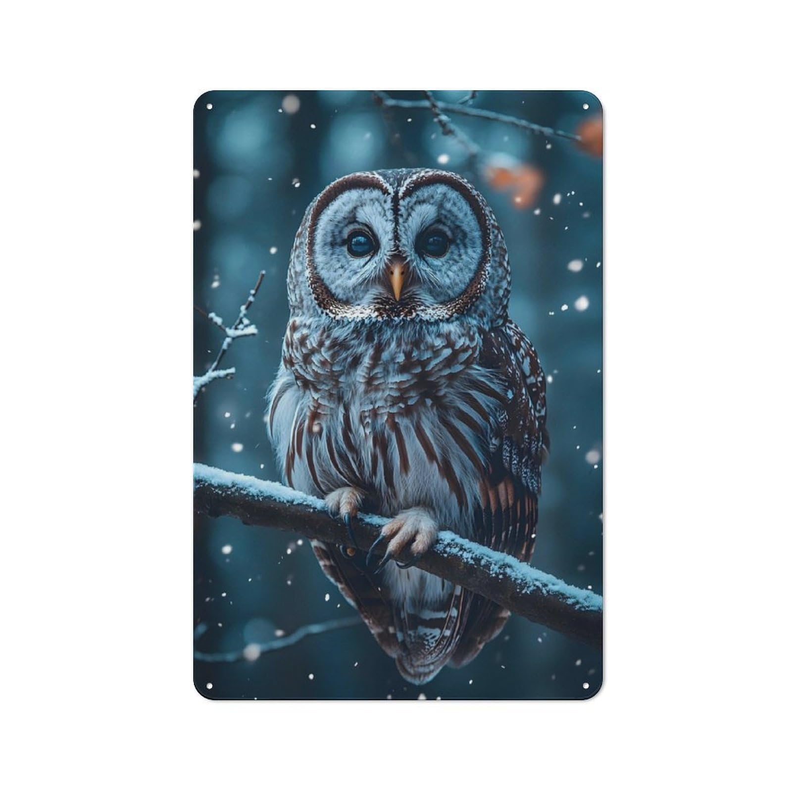 Junmoney Snowy Owl Portrait Vintage Tin Sign 30X20cm With For Guest Room Or Hallway, For Vintage Wall Decor Fans, For Themed Room Decoration
