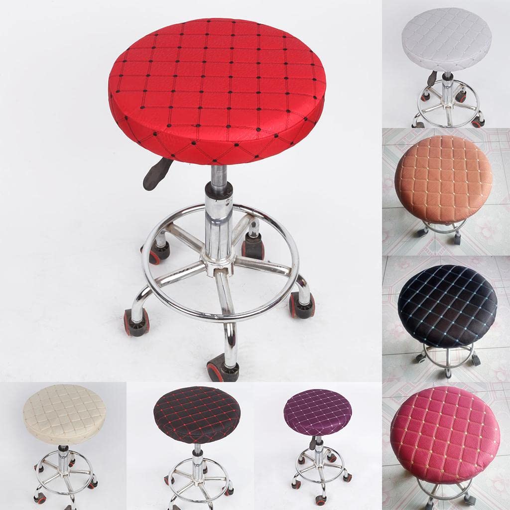 Hansi Round Home Bar Stool Chair Cover Slipcover Grid Red Grid -35cm