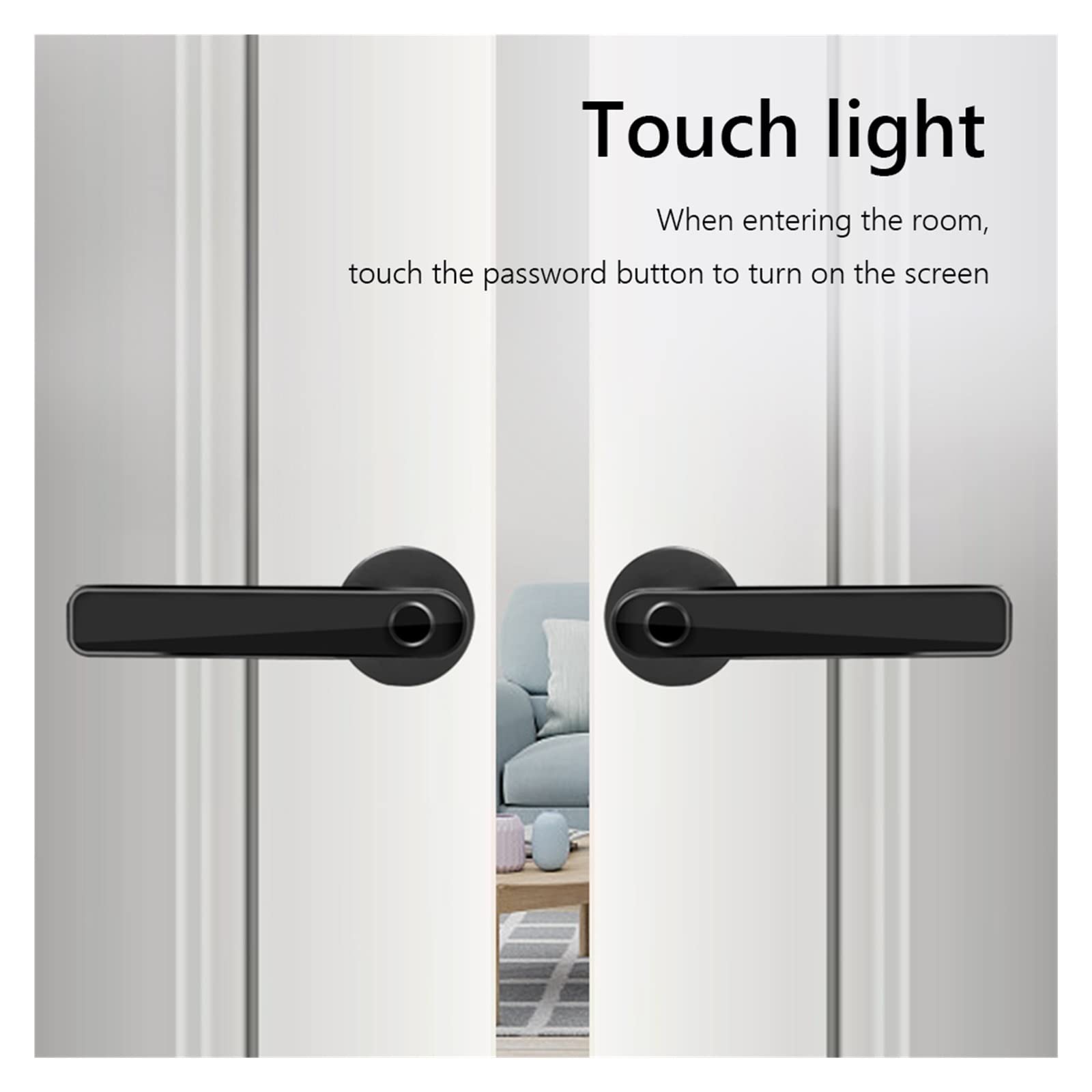 Serratura Smart, Ricarica USB Pomelli for porte compatibili con Serratura Smart Fingerprint Password Tasti meccanici Anti-blocco elettronico for appartamento ,Smart Lock Facile da Installare(Black No
