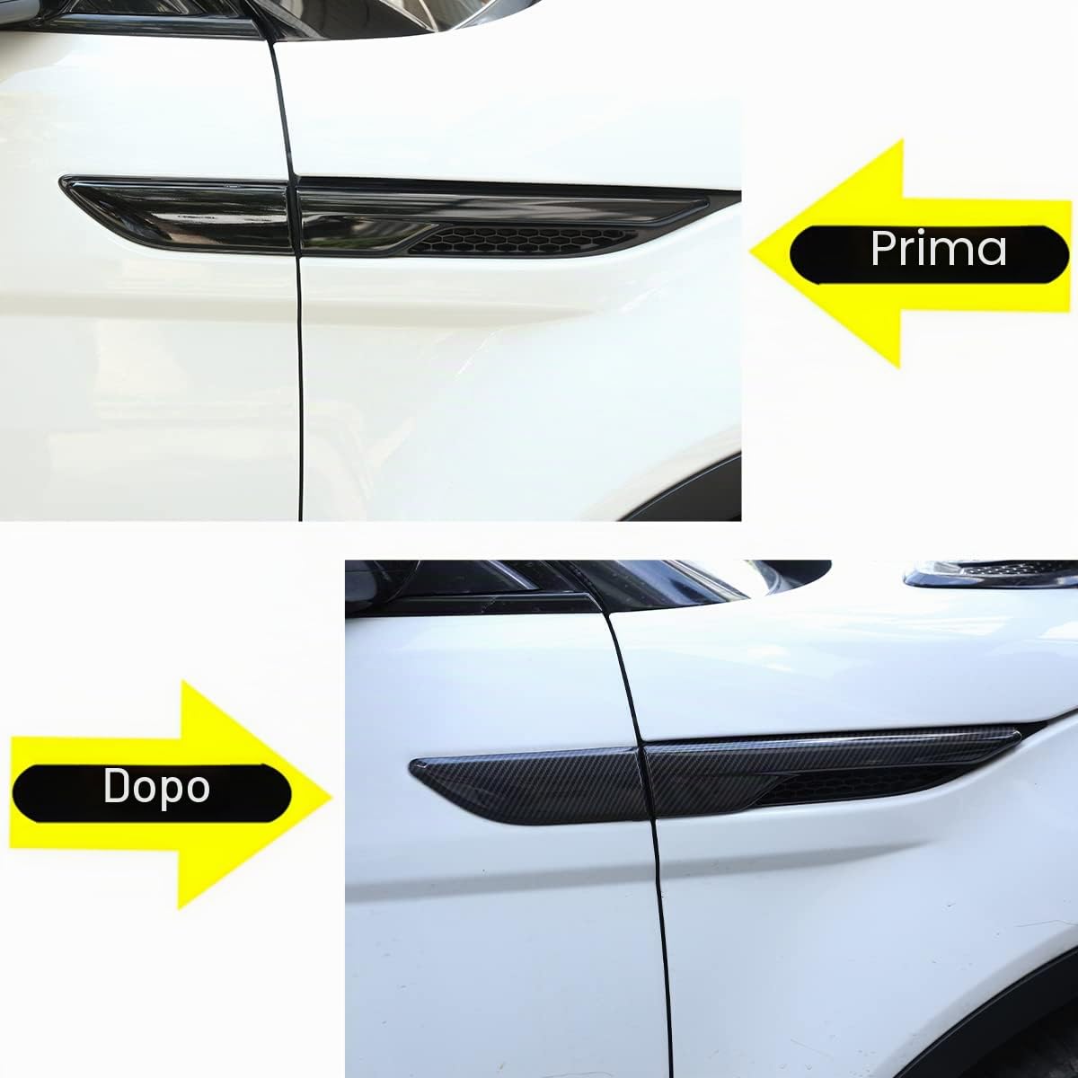 Rivestimento adesivo per bocchetta laterale dell'aria del parafango auto, accessori decorativi per Land Rover Range Rover Evoque 2012-2018 (Fibra di carbonio)