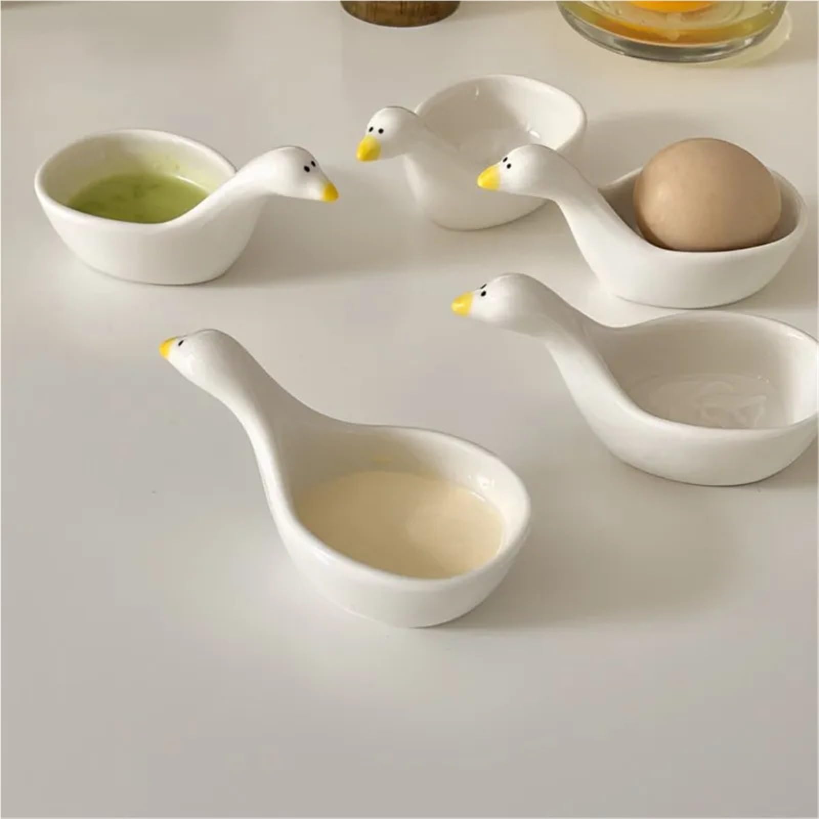 Coquetiers, 5 pièces Belle Mini oie Style créatif en céramique Errant décoration de la Maison Porte-Oeufs Tasse Oeuf Outil