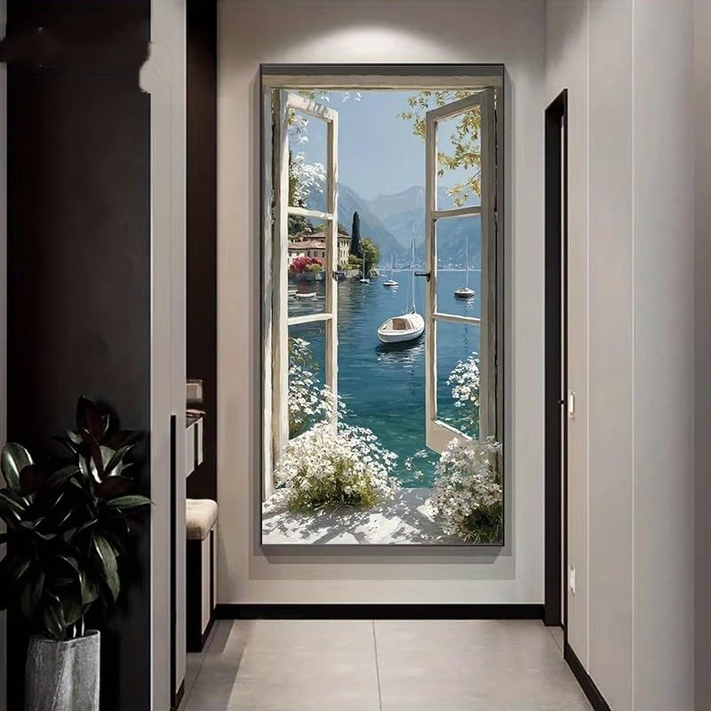 Tableau abstrait moderne décoration murale salon grand format 70x140