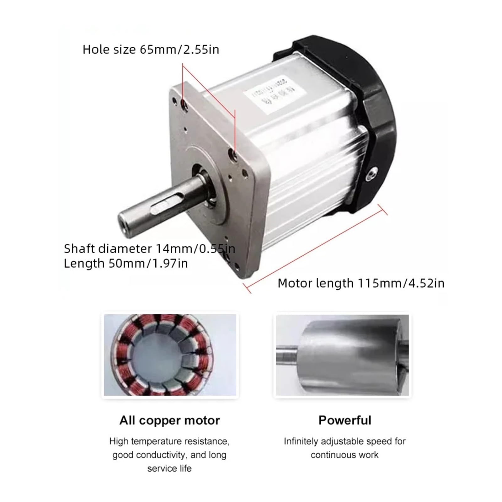 Servomotor sin escobillas CC con controlador de velocidad ajustable, maquinaria carpintería alta potencia, máquina correa torno, 600W/800W,Industrial y bricolaje(With Holder,600W)