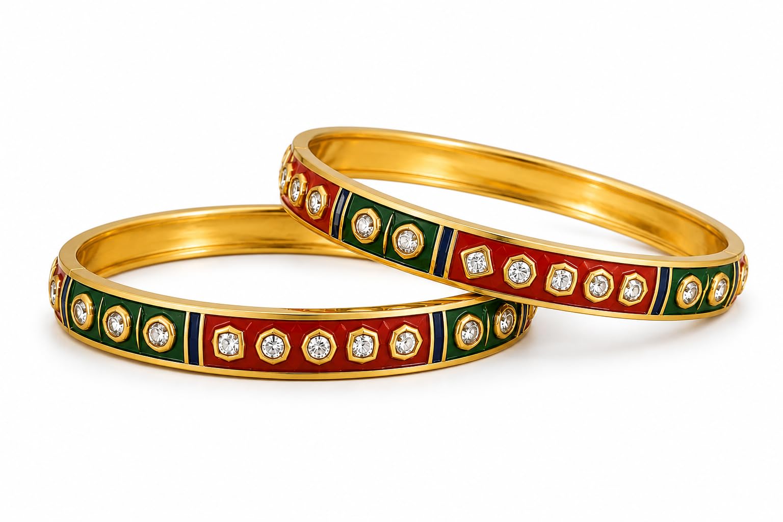 Jaipur Meenakari Stylish Print Kada Bangle Set for Women and Girls, Multi Colour Traditional Design-image-41