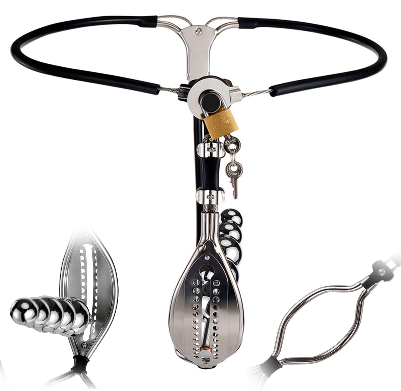 Ceinture de chasteté invisible verrouillable BDSM for femme, ceinture de chasteté en acier inoxydable, sous-vêtements for femme, pantalon de chasteté avec bouchon vaginal, jeu adulte BDSM for