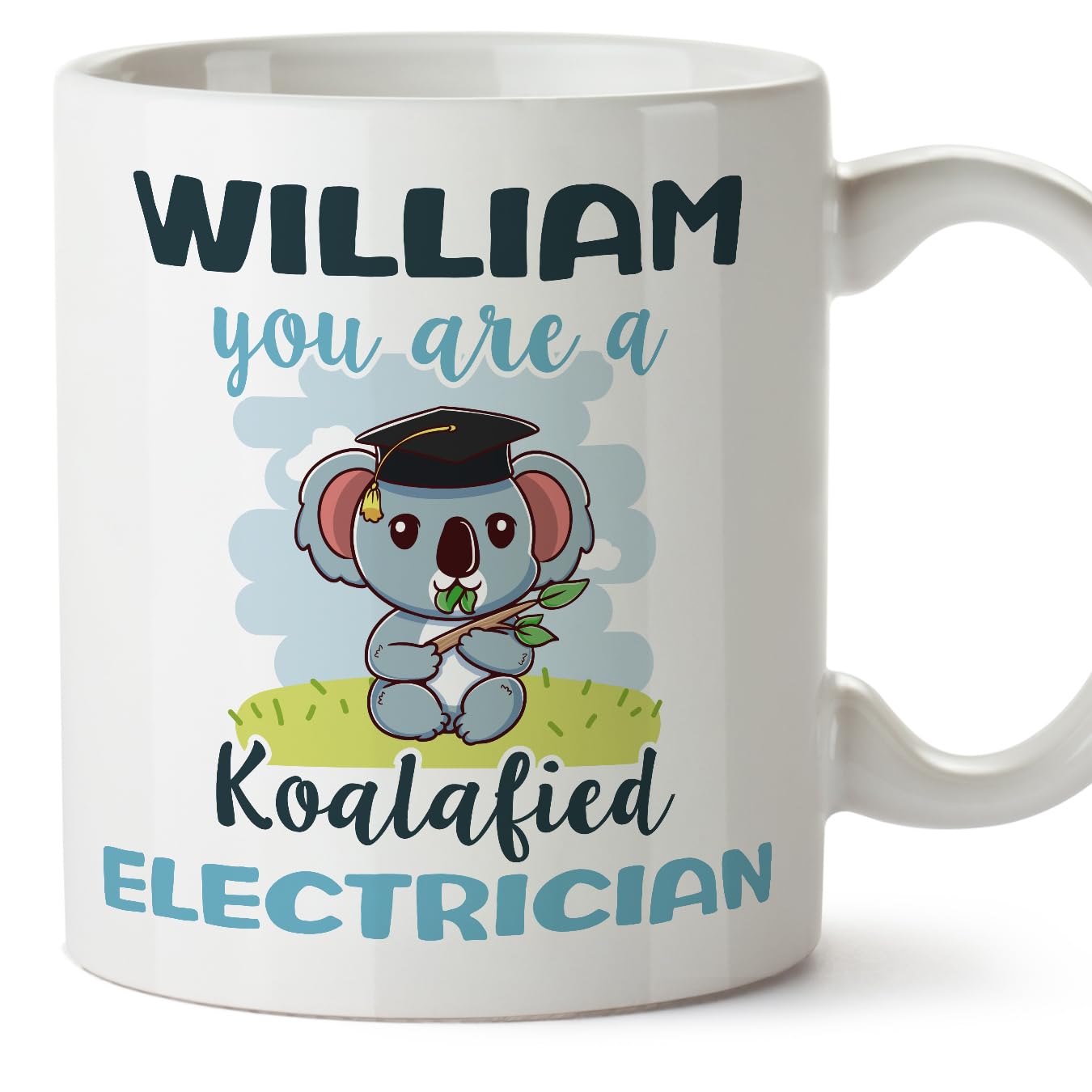 MUGFFINS Personalised Mug for Electrician man - in English - Custom Koalafied - Funny Custom Gift for Colleagues - Ceramic 11oz Mug — image 1