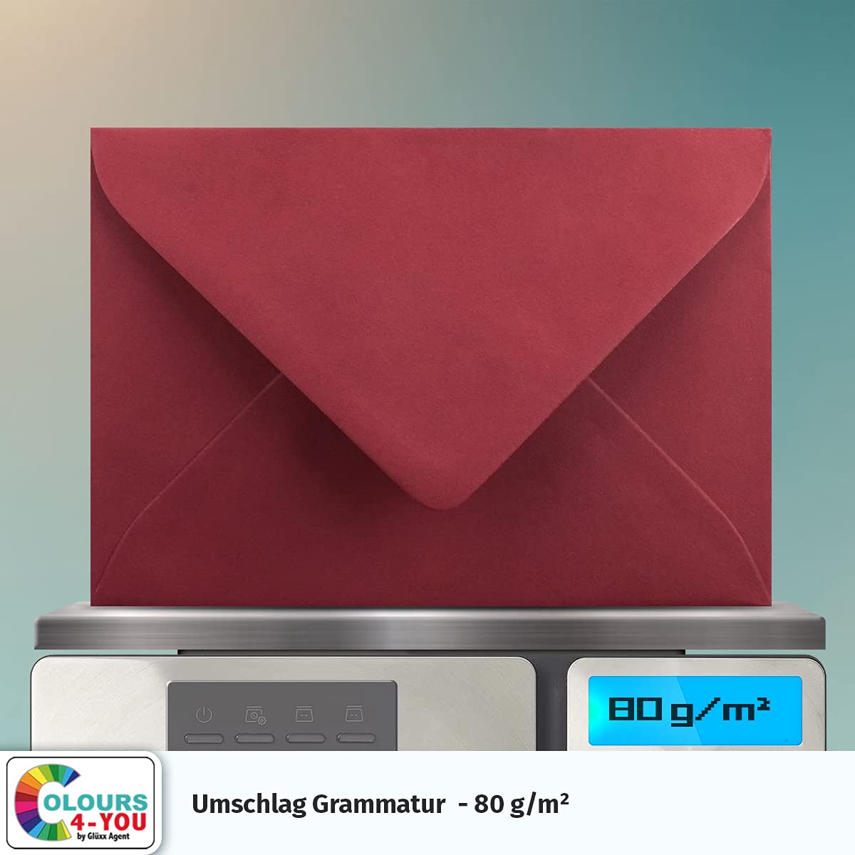 Colours-4-you - 250 buste per lettere, formato DIN C6, 11,4 x 16,2 cm, con chiusura a linguetta con chiusura a umido, 120 g/m², colore: rosso scuro