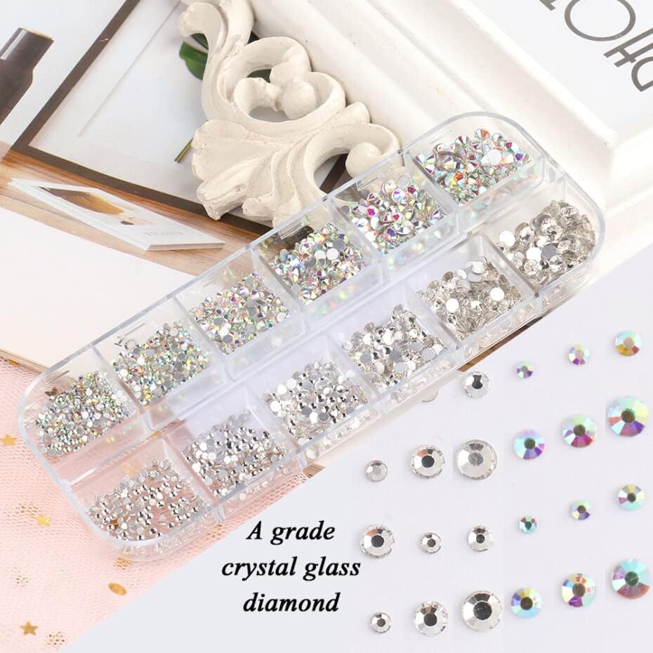 1 Box Ab Crystal Rhinestones Nails Decoration Ss3-Ss12 Strass Charms Diamonds Flowers Gems Nail Supplies La1891