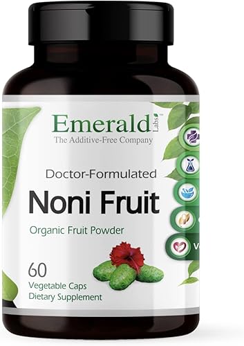 EMERALD LABS Noni Fruit - Suplemento diario con potente antioxidante y fibra para apoyar la salud inmunológica, digestiva y intestinal - 60 cápsulas
