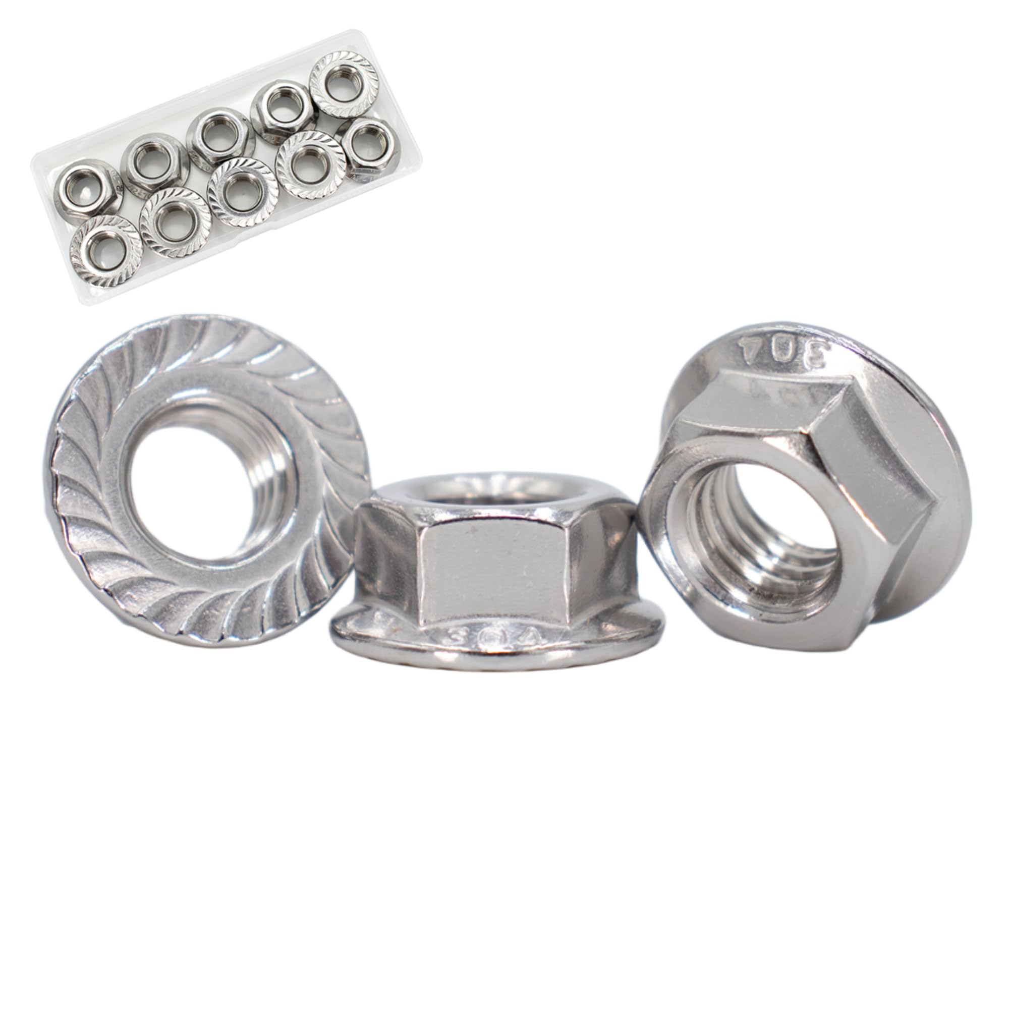 Stainless Steel Flange Nuts - 20 Pack M8 -10