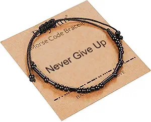 Morse Code Bracelets for Women Inspirational Gifts for Her Adjustable Black Adjustable Braided Men Bracelets Motivational Best Friend Birthday Gifts for Sister Daughter Mom Dad Christmas Jewelry…
