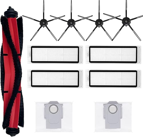 Kit de accesorios de repuesto compatible con robot aspirador Roborock Q5 Q5 Q5 Plus 1 cepillo principal 4 cepillos laterales 4 filtros Hepa 2 bolsas
