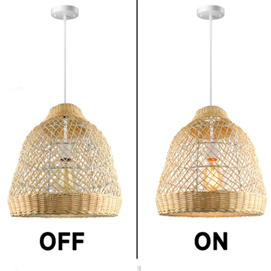 Nowoczesna beżowa lampa wisząca z bambusa i rattanu do kuchni, restauracji, salonu, sypialni