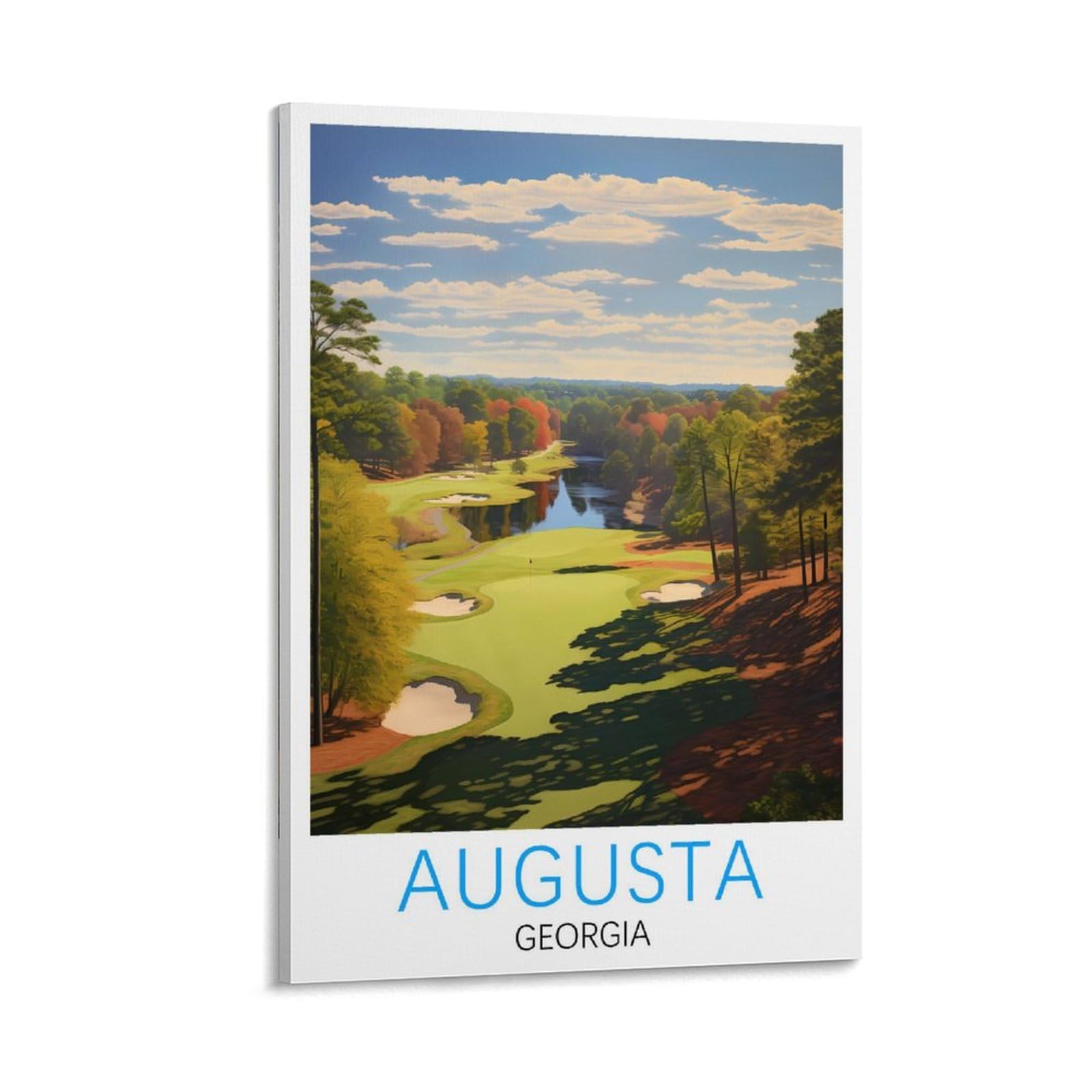 Augusta Georgia Vintage Travel Poster Golf 12x18inch(30x45cm) Canvas Print for Living Room, Bedroom, Dorm, Home, Office Wall Decoration
