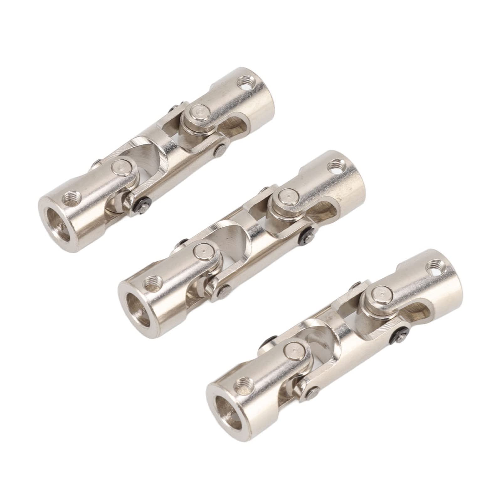 Eje de junta universal RC de 8 mm a 8 mm, acoplamiento de acero giratorio de 3 secciones, conector de dirección flexible para coche y barco RC, incluye tornillos de fijación y