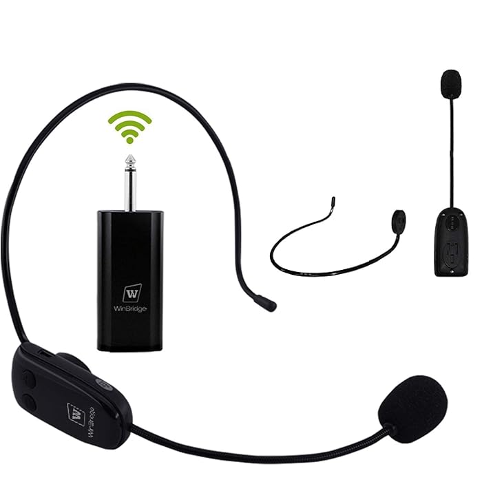 Buy W WINBRIDGE Wireless Microphone Headset, UHF Wireless Headset Mic
