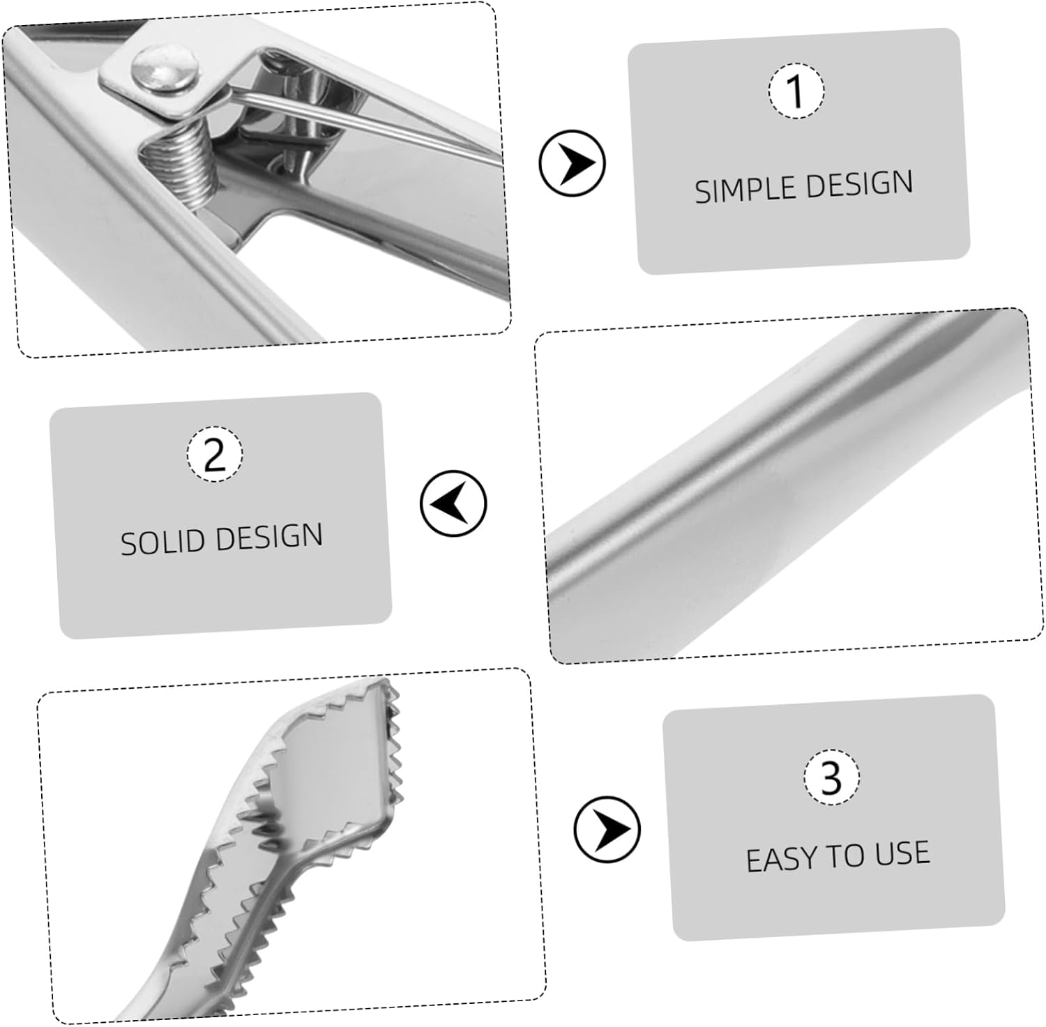 COLLBATH 1pc Ice Clip Tooth Stainless Steel Ice Clamp Mirror Surface Heat Resistant Silver