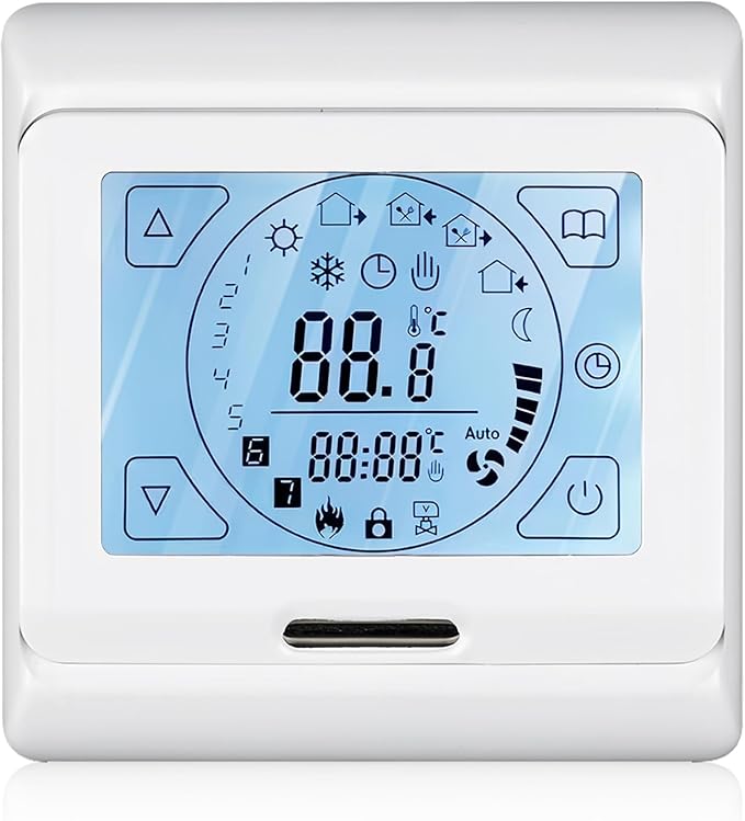 Termostato Digital Inteligente, Termostatos de Ambiente con Pantalla Táctil LCD, Programable, Suelo Radiante, Regulador Temperatura Ambiente, Termostato Calefacción