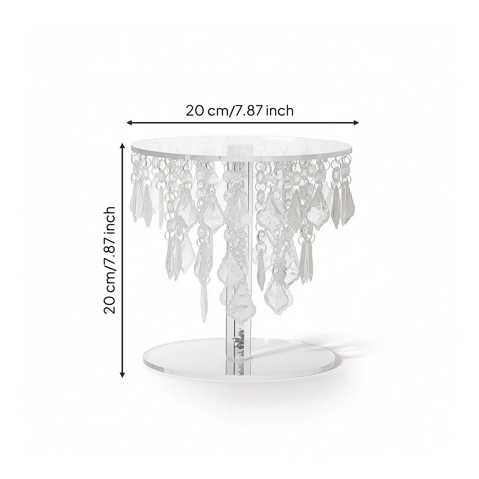 Almencla Acryl Tortenständer Kuchenständer Cupcakeständer Gebäckständer mit Anhängerfransen Transparente Präsentationsfläche Und Breiter Sockel für Hochzeit Feiern Buffet , Transparent , 20 20cm