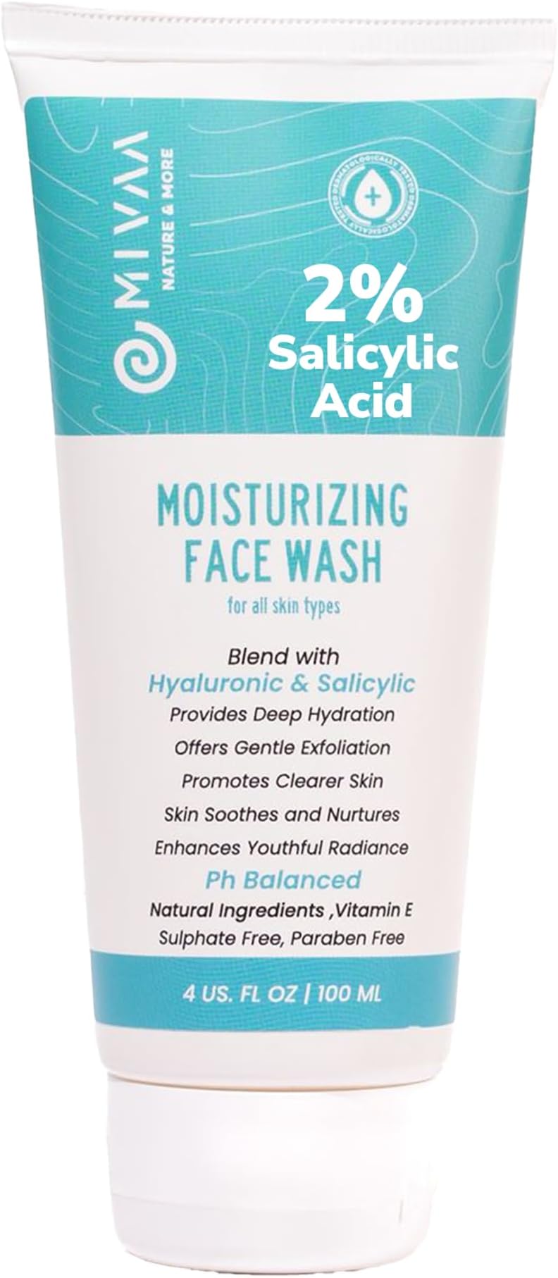 2% Salicylic Acid Face Wash for Acne & Dark Spots | Non-Drying Oil Control Gel Cleanser for Oily & Acne-Prone Skin | With Niacinamide & Hyaluronic Acid | 100ml