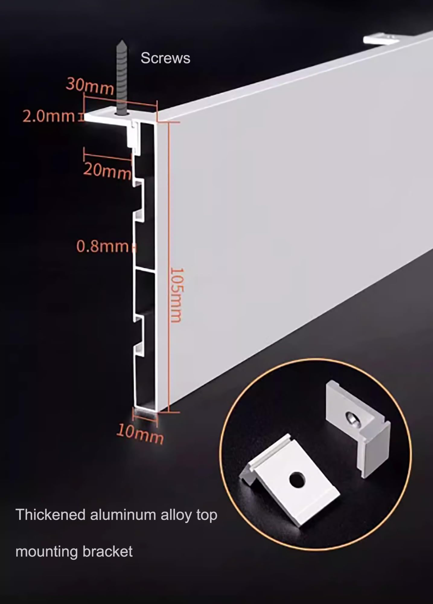 Cache-trelle décoratif en Aluminium pour Rideaux, 250 cm (8,2 pi), Coffre à Rideaux Droit pour Une décoration intérieure élégante, Longueur 250 cm (8,2 pi).