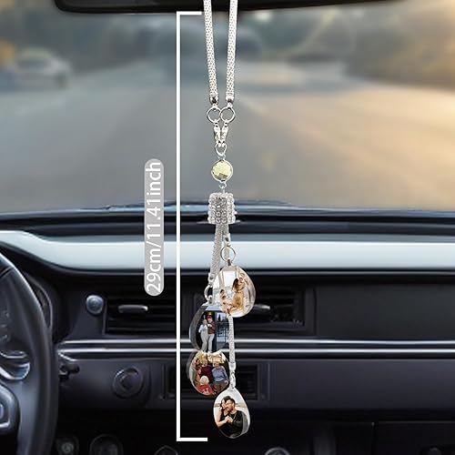 Vista 86 de AIFLM Adornos para colgar en el auto con fotos personalizadas, espejo estético personalizado, accesorios para el interior del automóvil, accesorios