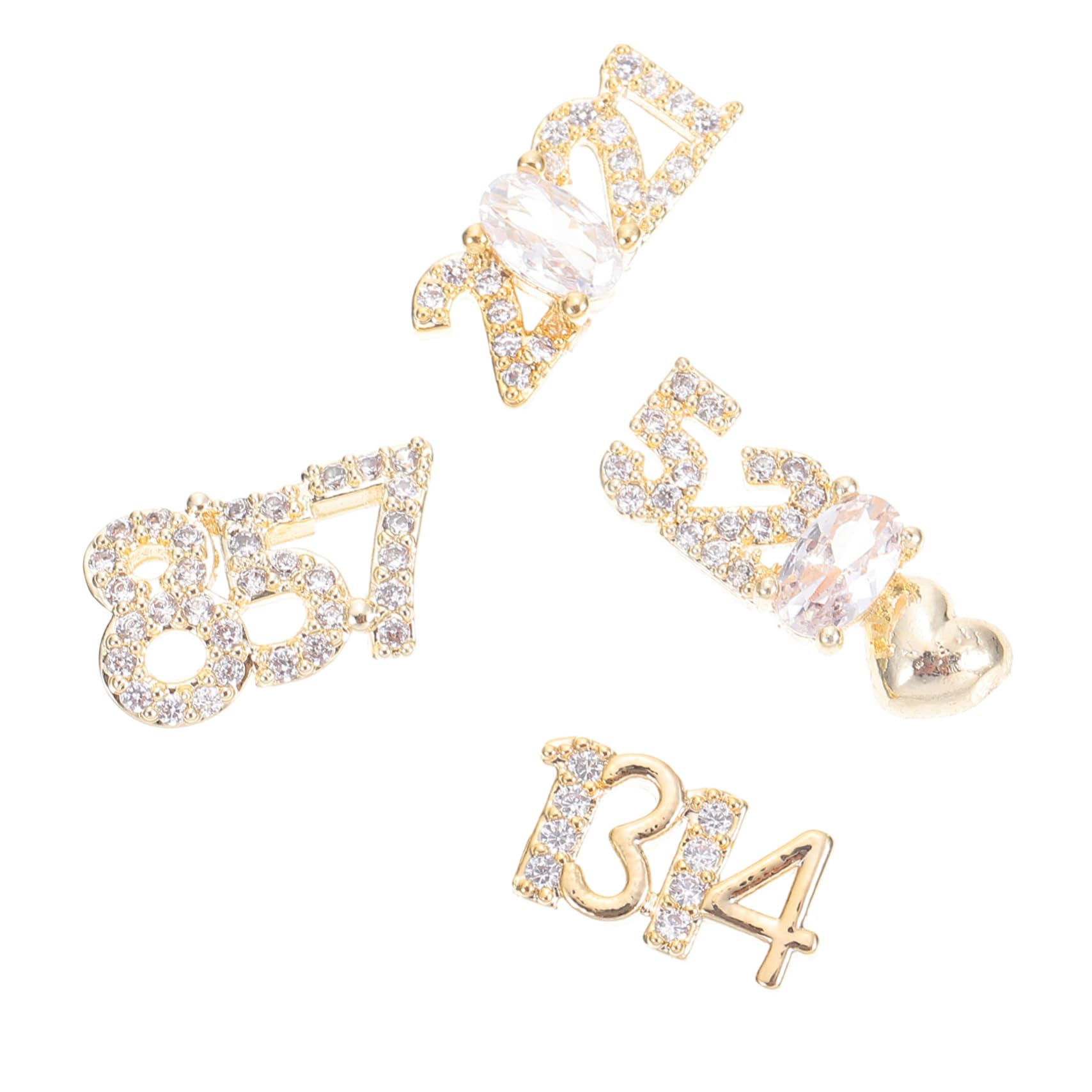 Balacoo 4pcs Nail Drill Nail Diamond Beads Ab Crystal Rhinestones Nails Nail Number Charms DIY Ornament Pearl Nail Jewels Nail Art Slices Studs Nail Beads Artificial Haoshi 3D Zircon