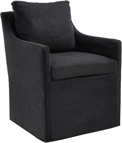 Miniatura 9 de Silla de comedor tapizada estilo granja, sillas modernas de cocina y comedor con brazos, silla decorativa negra para sala de estar, cómodo sofá