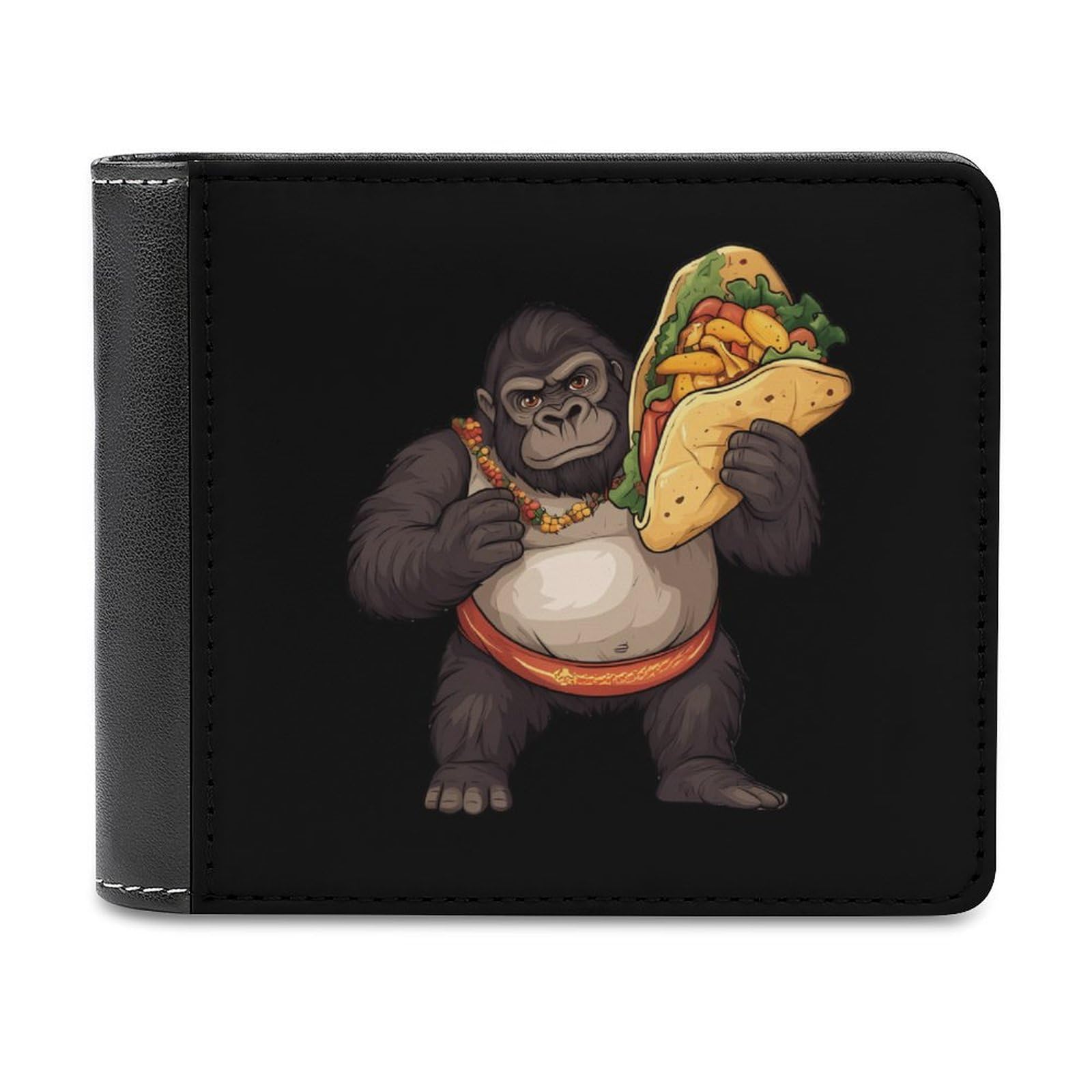 Funny Gorilla Carrying Ta-co Mexican Food Slim Bifold Wallets Fashion Credit Card Holder Wallet Unisex Purse Travel