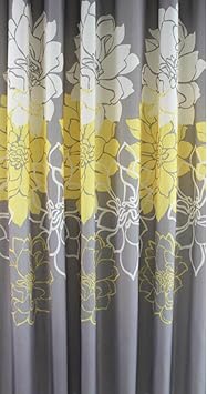 Sfoothome 183cm Wide x 183cm Long Gray Yellow Followers Printed Shower Curtain,Waterproof Shower Curtain Liner,Bath Curtain For Bathroom