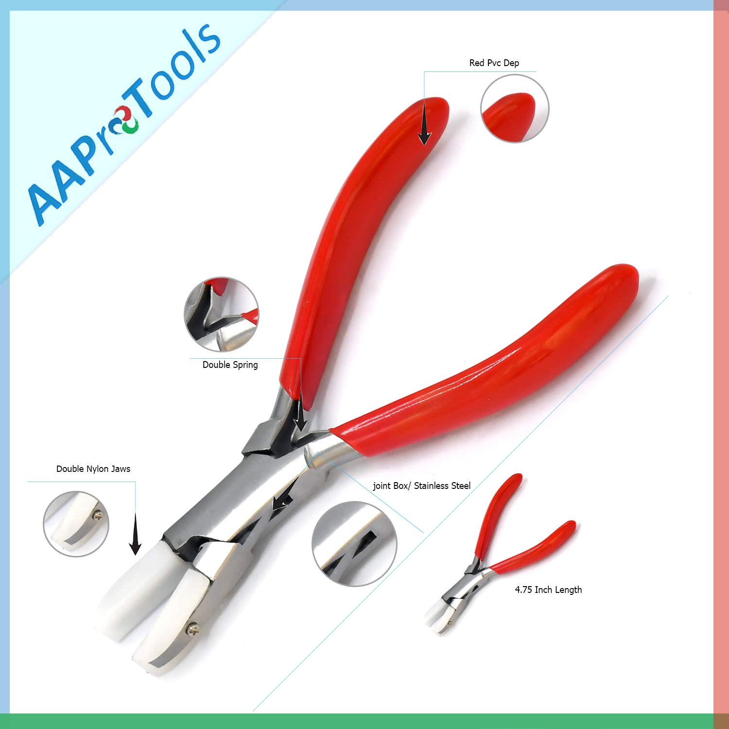 AAProTools Double Nylon Jaw Pliers Jewelry Plier With Replacement Jaws, Craft and Jewelry Tool Kit for Jewelry Making (Box Joint Construction)