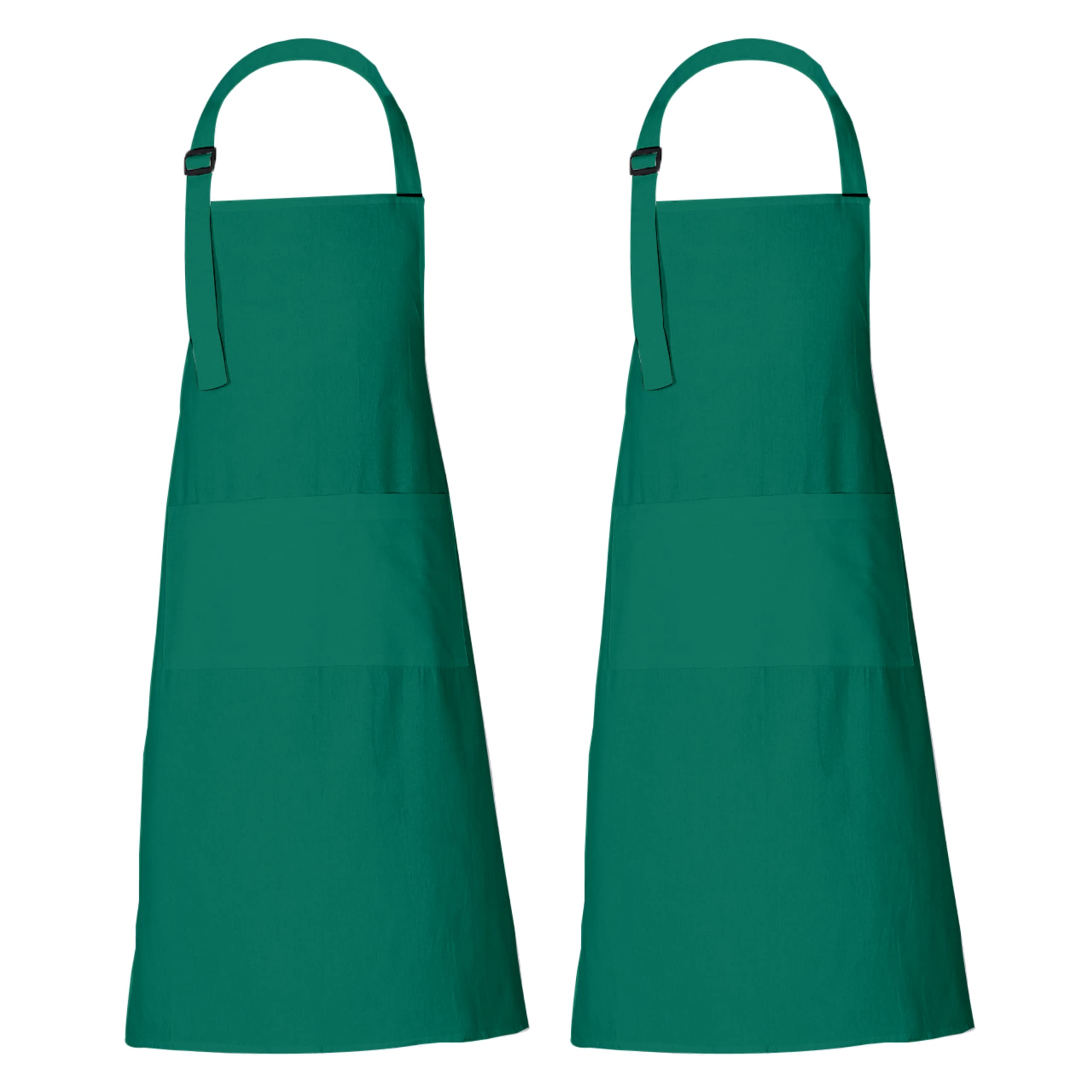 RAJRANG Cotton Kitchen Aprons for Women and Men – Full Coverage Tidepool Blue Aprons with 3 Pockets, Ideal for Cooking, BBQ and Cleaning, Pack of 2, 88 x 68 cm