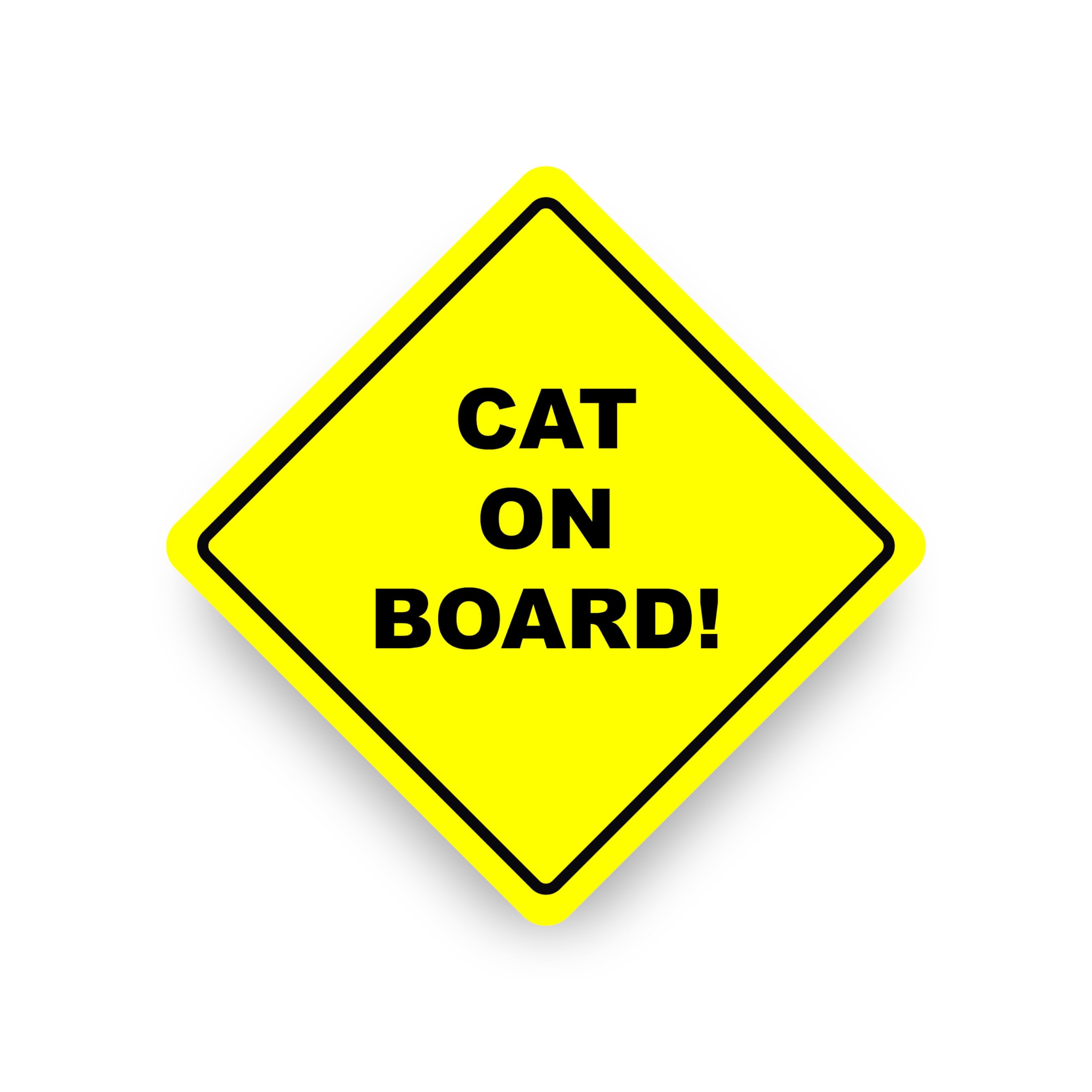 Printsuperstar Yellow Cat On Board Warning Safety Bumper Sticker Sign Car Vinyl Vehicle