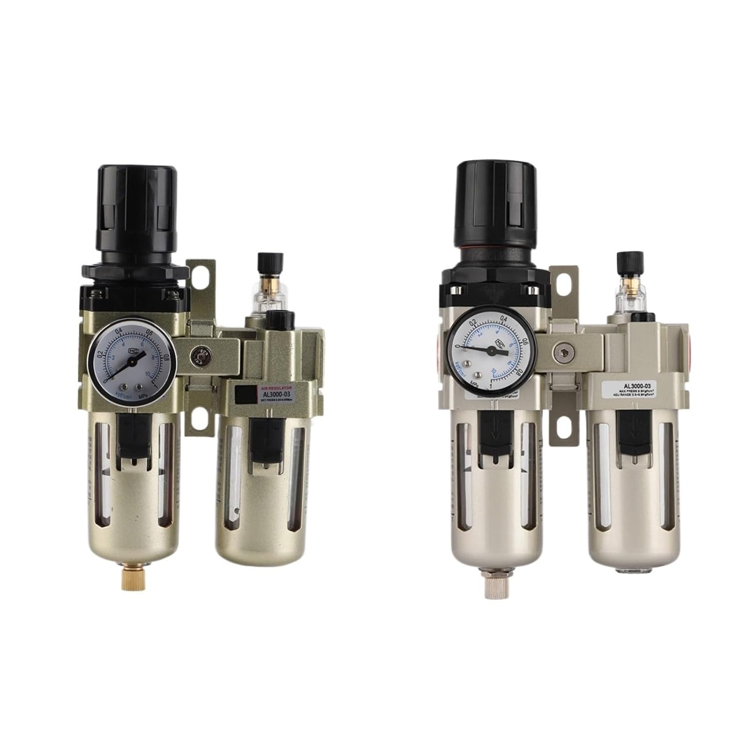 1pc AC3010-03 Aluminum Alloy Compressed Air Pressure Regulator Moisture Trap Water Filter 3/8" with Pressure Gauge