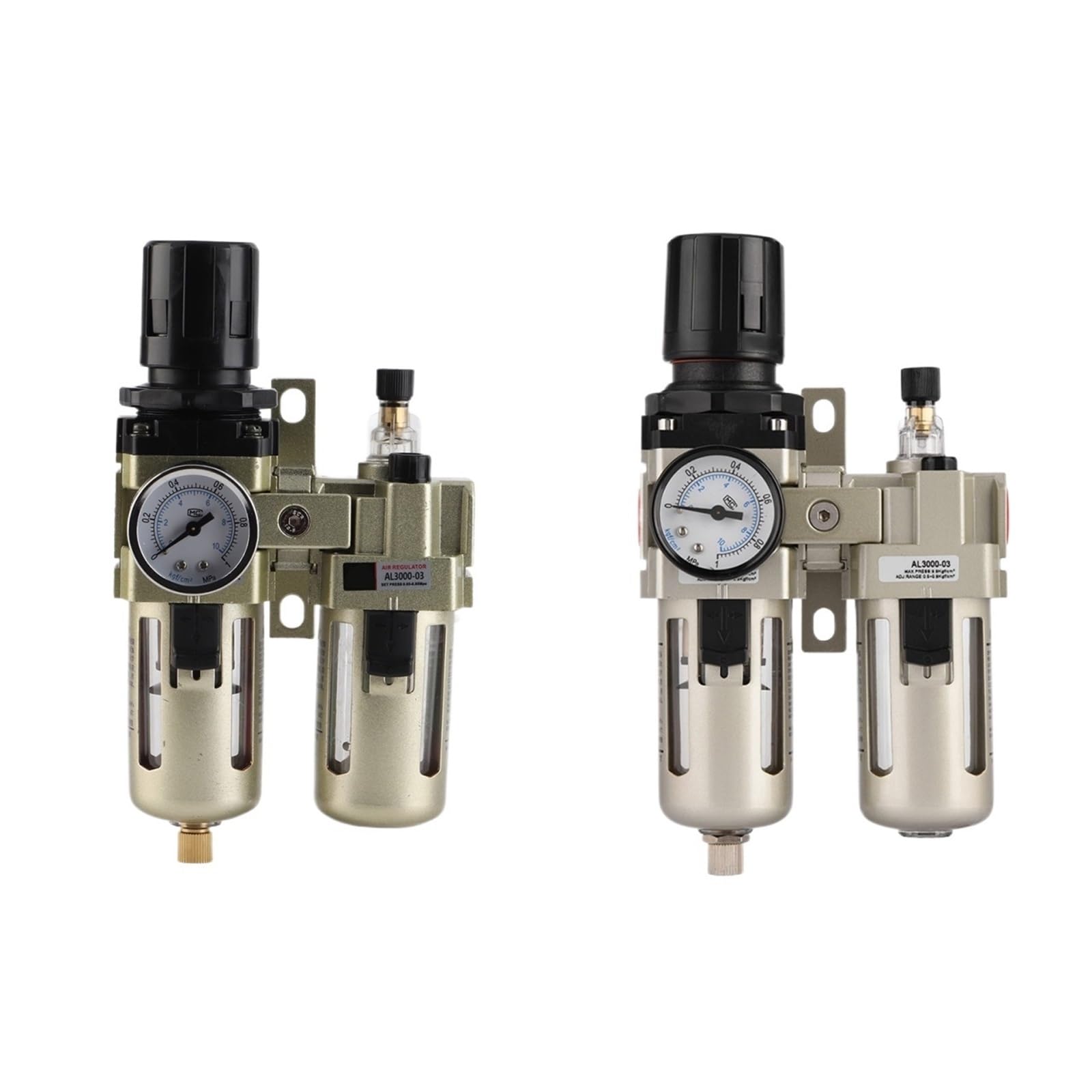 Regulador de presión de aire comprimido de aleación de aluminio AC3010-03, filtro de agua con trampa de humedad de 3/8" y manómetro.