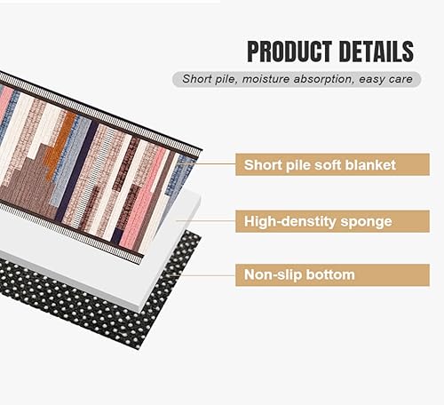 Miniatura 5 de Juego artístico de 2 piezas de alfombras de cocina, tapetes de cocina (18 x 30 pulgadas) + (18 x 59 pulgadas), antideslizantes, lavables,