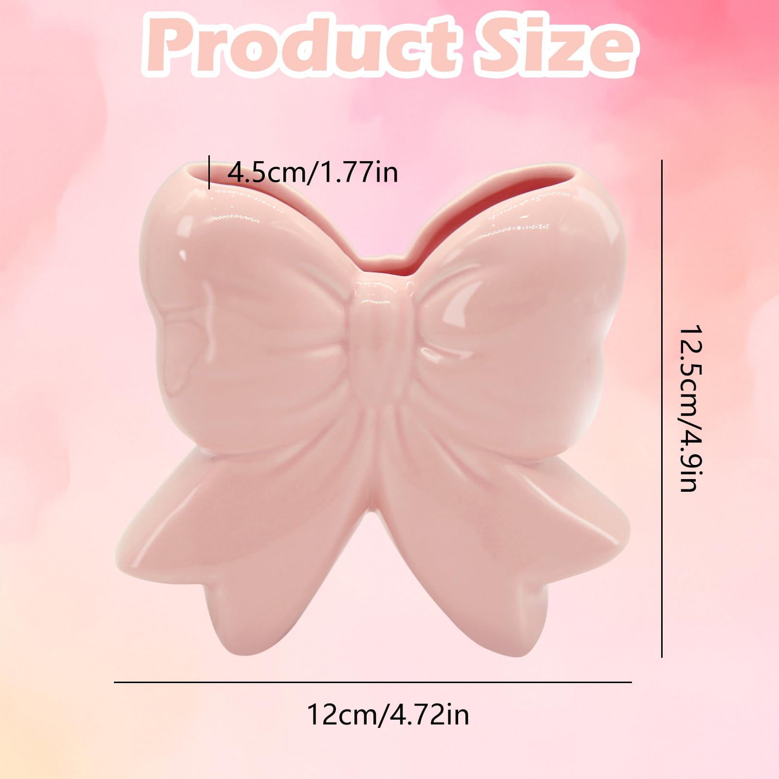 Coquette Vase Bow Portapenne in Ceramica Portapenne per Trucco, Design Contemporaneo Decorativo Donna Regali per Casa Ufficio Scaffale Tavolo Soggiorno Classico Rosa