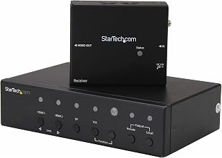 StarTech.com Multi-Input HDBaseT Extender mit eingebautem Switch - DisplayPort, VGA und HDMI over CAT5 oder CAT6 - bis zu 4K - bis zu 70m