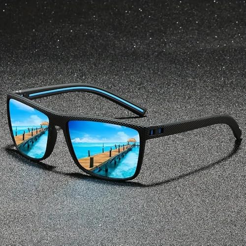 Image of Square Polarized Sunglasses for Men Sports Style Driving Travel Sun Glasses Lightweight Frame UV Protection Anti Glare Mirrored Goggles