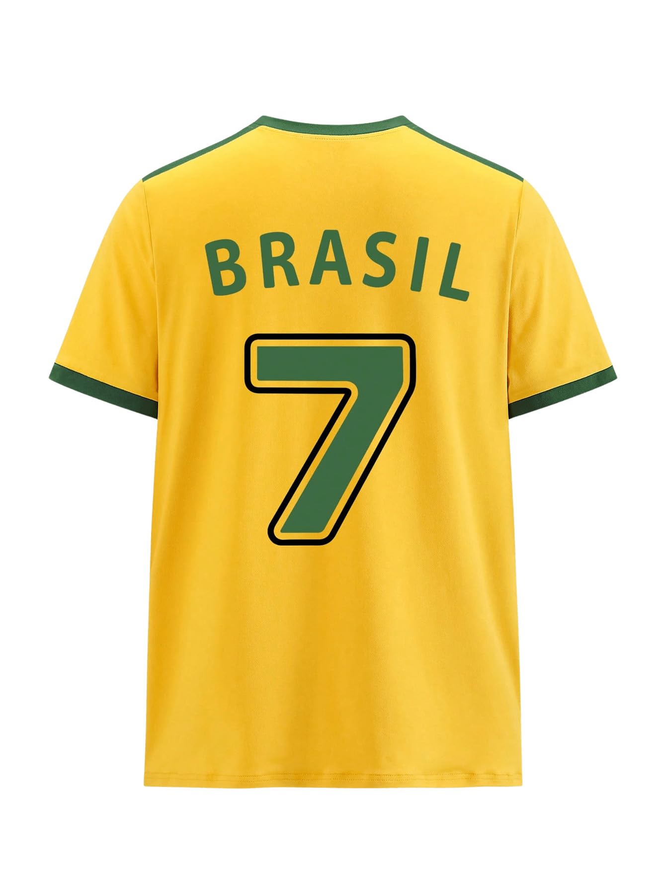 WDIRARA Men's Brazil Soccer Jersey Crew Neck Graphic T Shirt Short Sleeve Ringer Tee