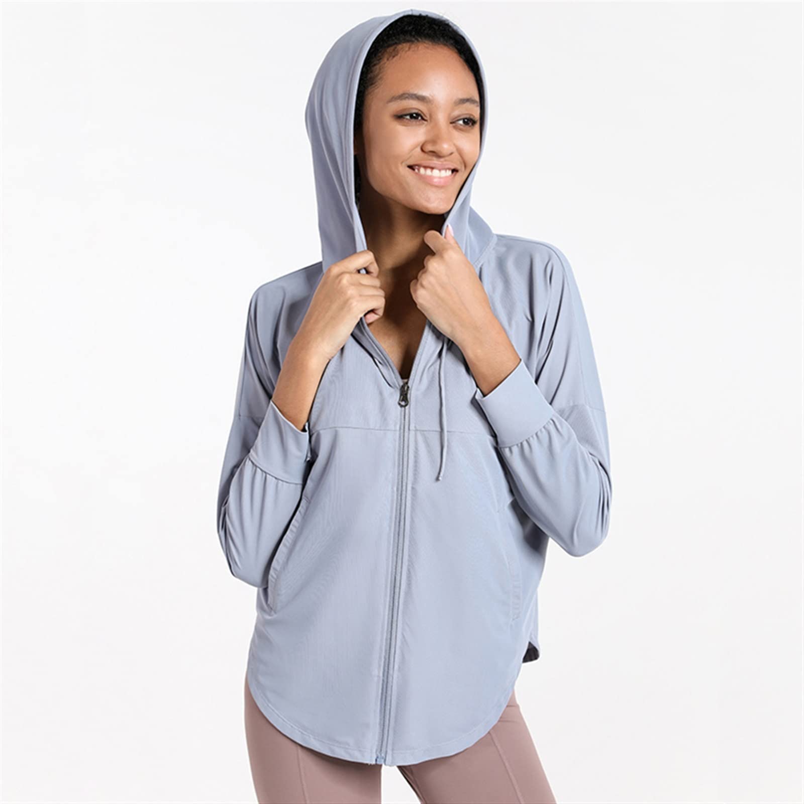 Kurtki damskie cienka luźna sportowa bluza z kapturem zapinana na zamek kurtka do biegania joga top bluza z kapturem siłownia trening odzież wierzchnia ubrania