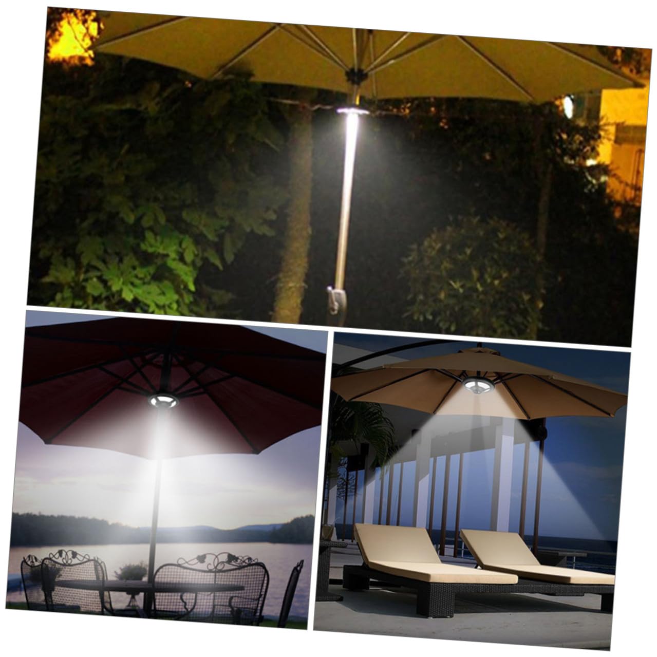 KOMBIUDA Lampe Parasol LED Multifonctionnelle pour Camping Extérieure Éclairage Portable Lampe Tente Légère Veilleuse Urgence sans Piles Éclairage Blanc Froid pour Activités Nocturnes