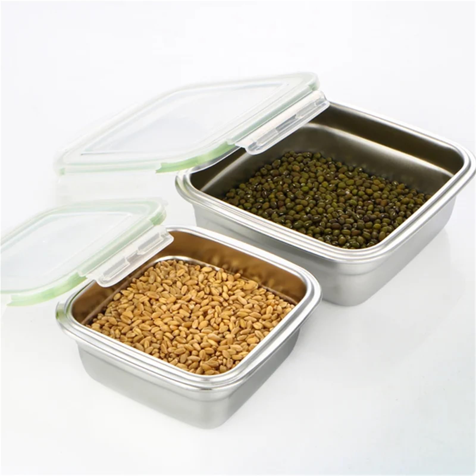 Contenitori per alimenti in acciaio inossidabile 3 pezzi contenitori for alimenti in acciaio inossidabile, scatola for la conservazione degli quadrata, for il pranzo da 400/750/1200 ml