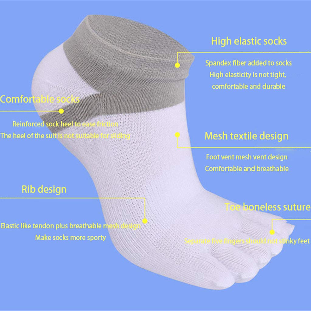 Calcetines para hombre Calcetines para correr Calcetines descalzos para pies descalzos Calcetines de algodón absorbente Calcetines transpirables livianos Value 5 PAIRS Pack