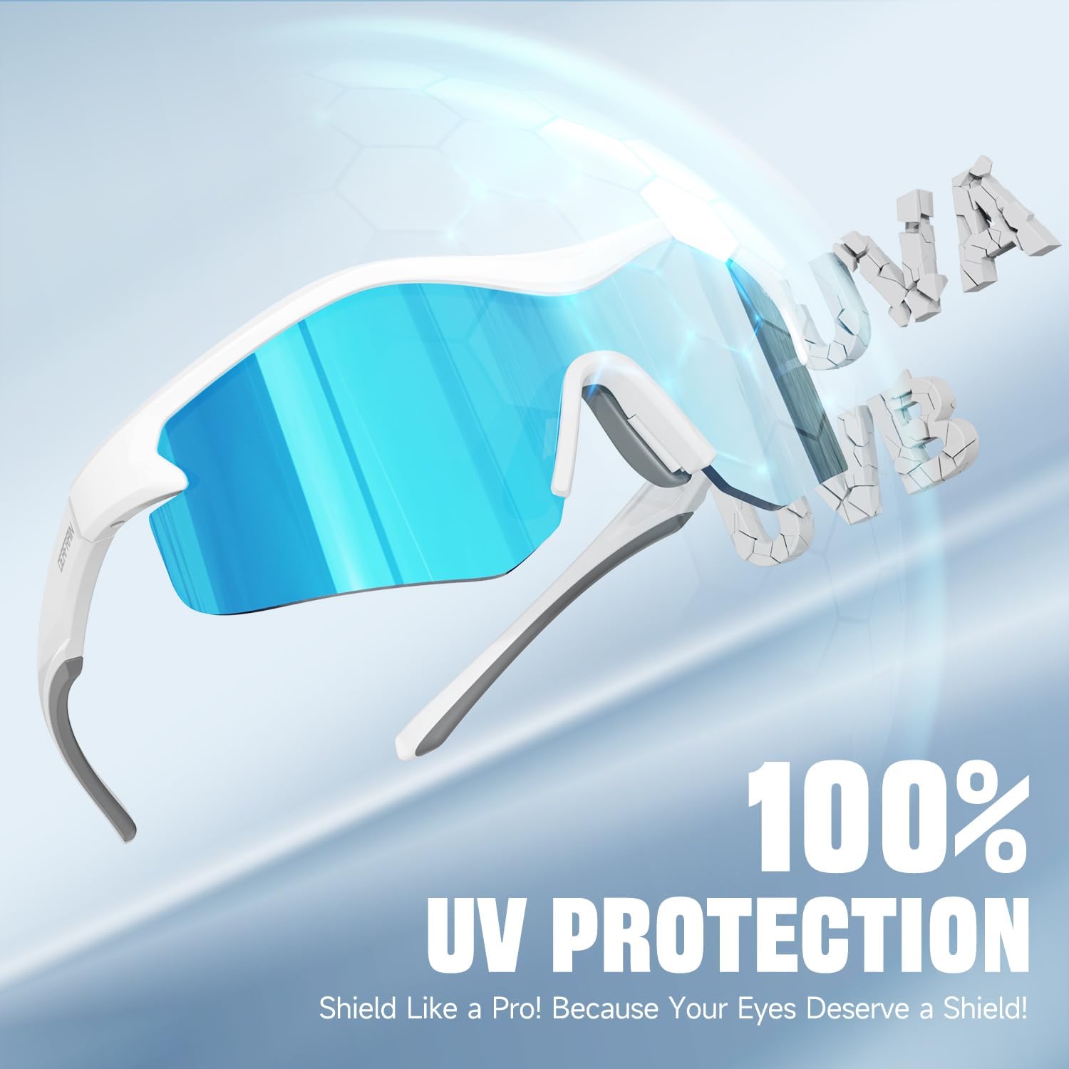 DEAFRAIN Sports Sunglasses for Men Women UV Protection Running Glasses for Baseball Cycling Fishing TR90 Unbreakable Frame