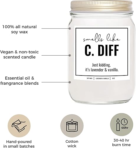 Miniatura 2 de You Nique Designs, Smell Like C. Diff - Vela de enfermera registrada, 4 onzas, divertidos regalos de enfermera para mujeres, vela Rn para