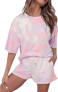 Pantalones cortos de mujer de color sexy, manga corta, cuello en V, camiseta de ocio, con cordones, pantalones cortos de entrenamiento, para mujer