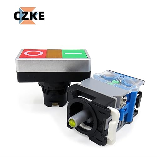 Miniatura 5 de EKINS LA38 220V AC ONOff Start Stop 1 NO NC 2 Buttons LAY8E-11SD Momentary Double Head Push Button Switch with Light 22mm (Color  24V)