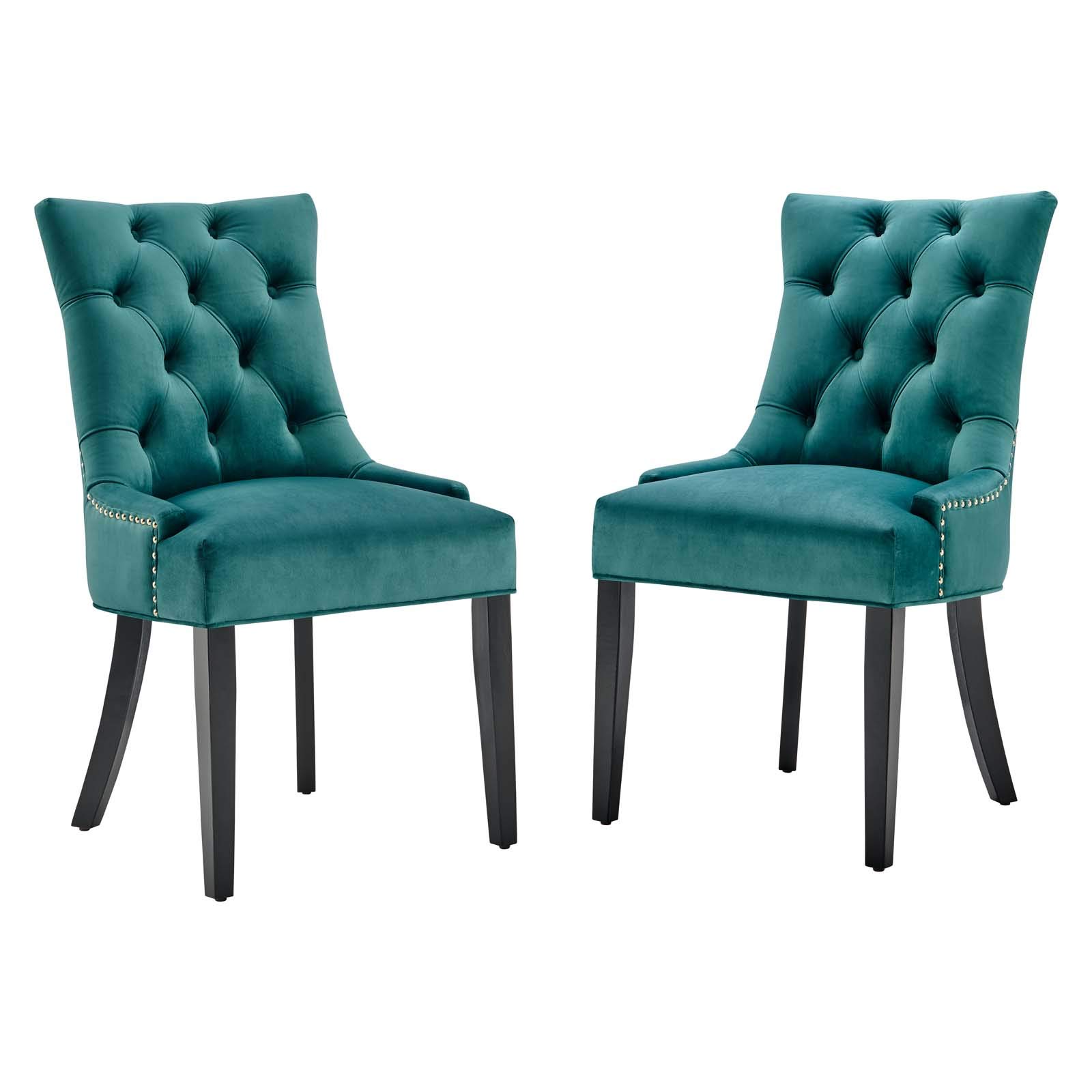 Modway Regent Tufted Performance Velvet Dining Side Chairs - Set of 2, Teal